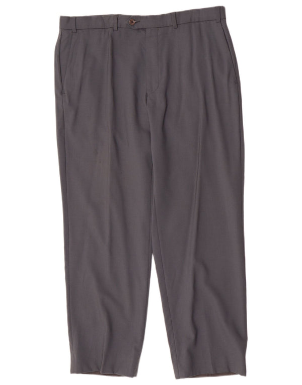 Pantaloni da abito dritti da uomo Marks & Spencer W36 L29 lana vergine grigia