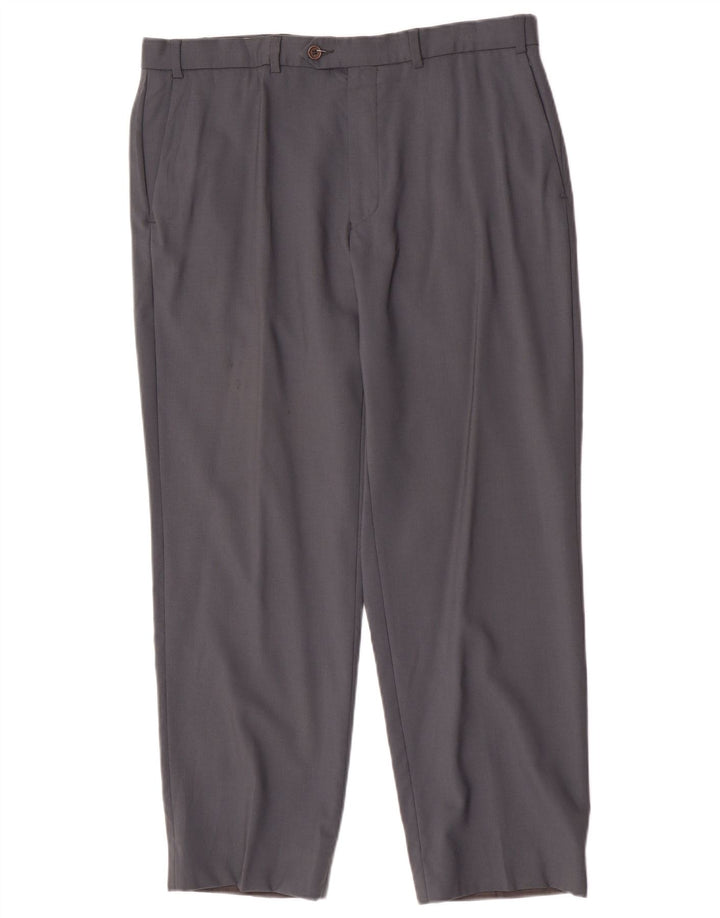 Pantaloni da abito dritti da uomo Marks & Spencer W36 L29 lana vergine grigia