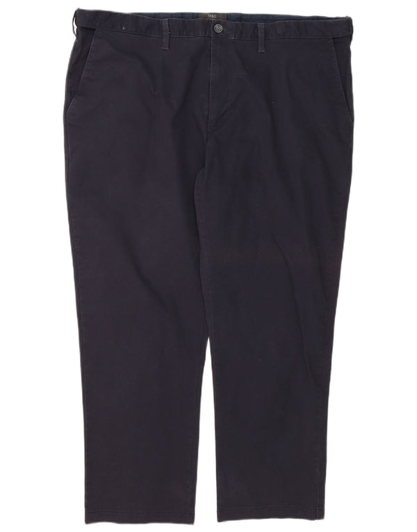 Pantaloni chino vestibilità regolare da uomo Marks & Spencer W44 L28 cotone blu navy
