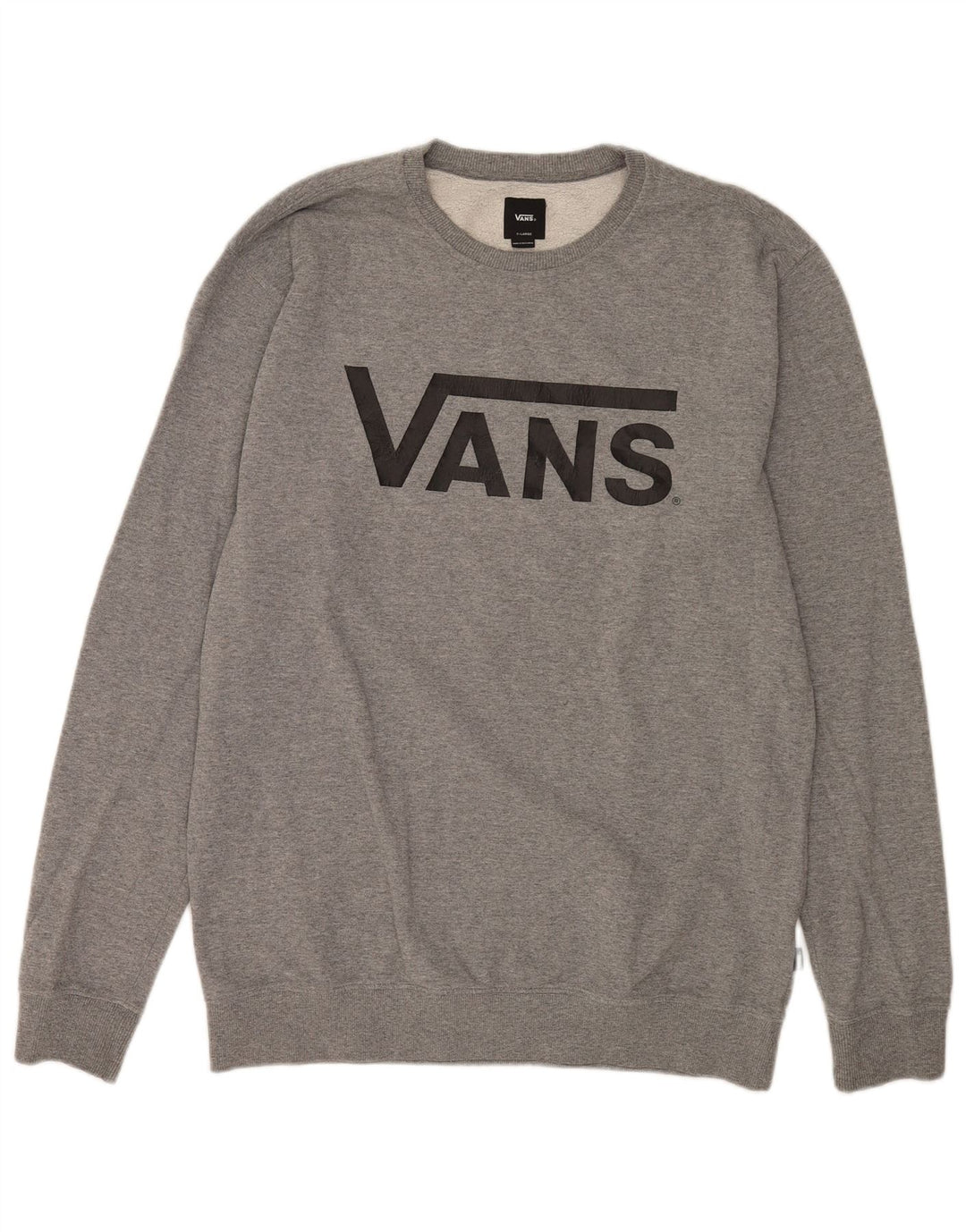 Felpa con grafica da uomo Vans, maglione XL, cotone chiazzato grigio