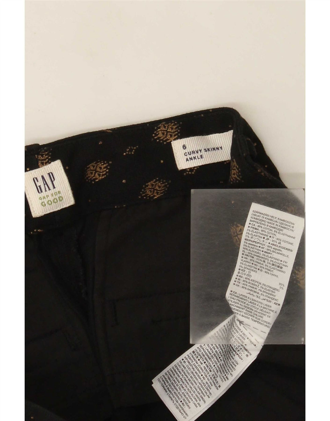 Pantaloni casual da donna Gap Curvy con motivo astratto US 6 medio W26 L27 neri