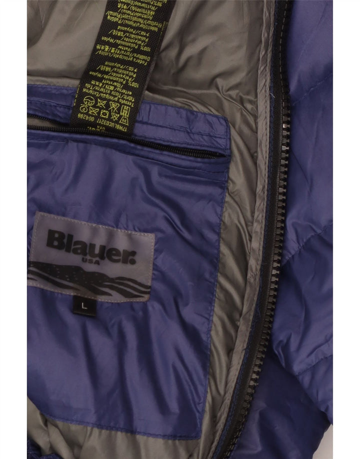 Giacca imbottita con cappuccio Blauer da uomo UK 40 Large blu navy in poliammide