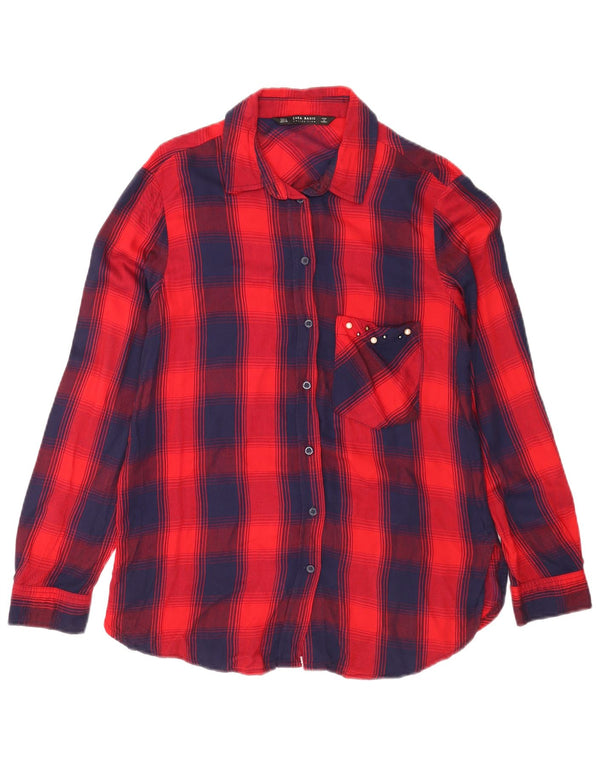 Camicia in flanella da donna Zara UK 12 a quadri rossi medi