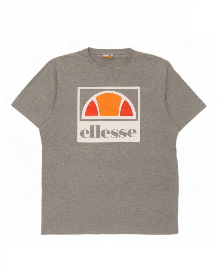 T-shirt grafica da uomo Ellesse Top grande in cotone chiazzato grigio