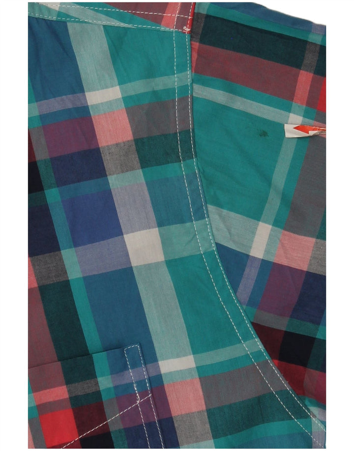 Camicia a maniche corte grande da uomo Chaps 2XL in cotone a quadri blu