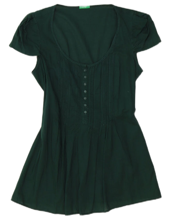 BENETTON Womens A-Line Dress UK 10 Small Green Cotton