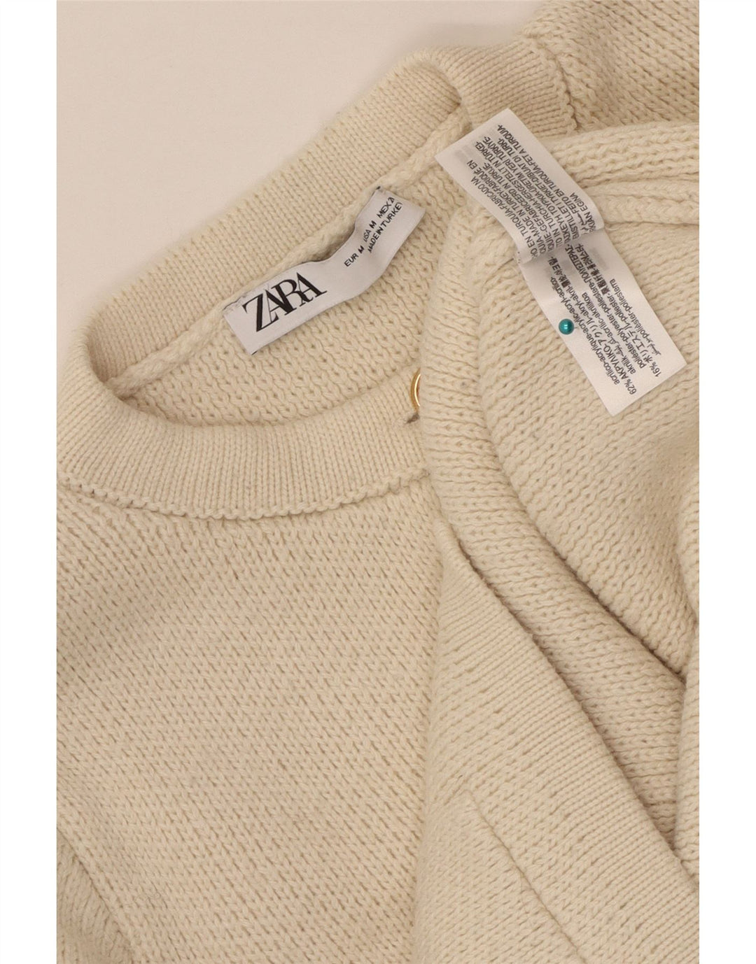 Maglione cardigan corto da donna Zara UK 12 Acrilico beige medio