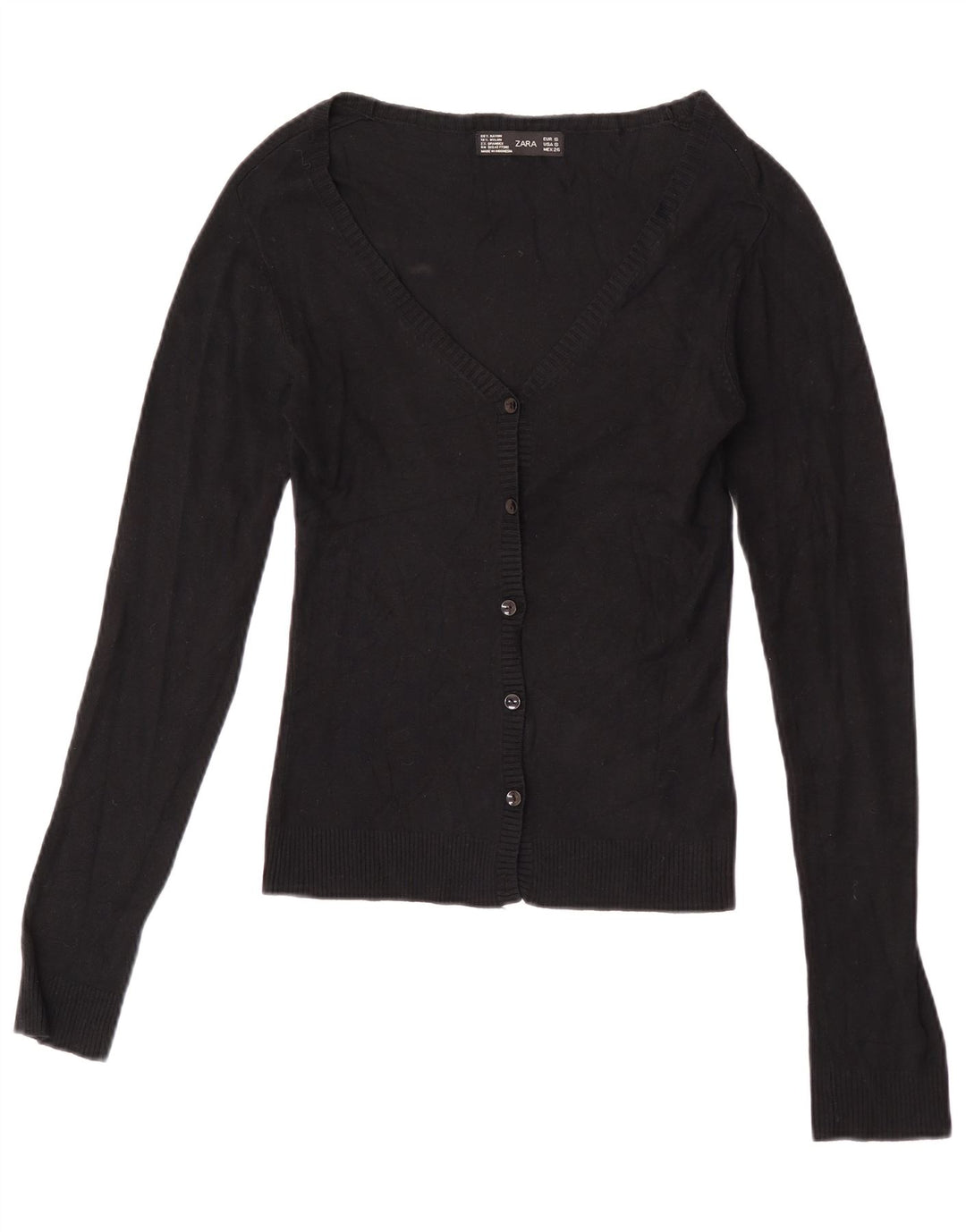 Maglione cardigan corto da donna Zara UK 8 piccolo rayon nero