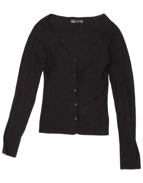 Maglione cardigan corto da donna Zara UK 8 piccolo rayon nero