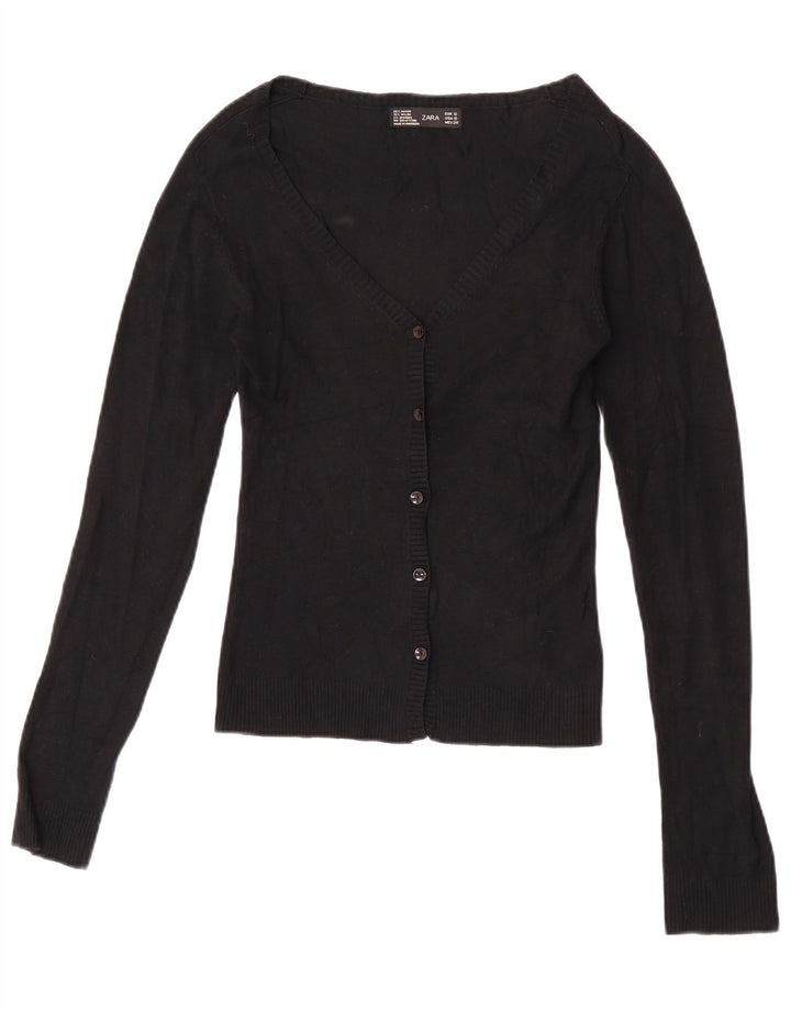 Maglione cardigan corto da donna Zara UK 8 piccolo rayon nero