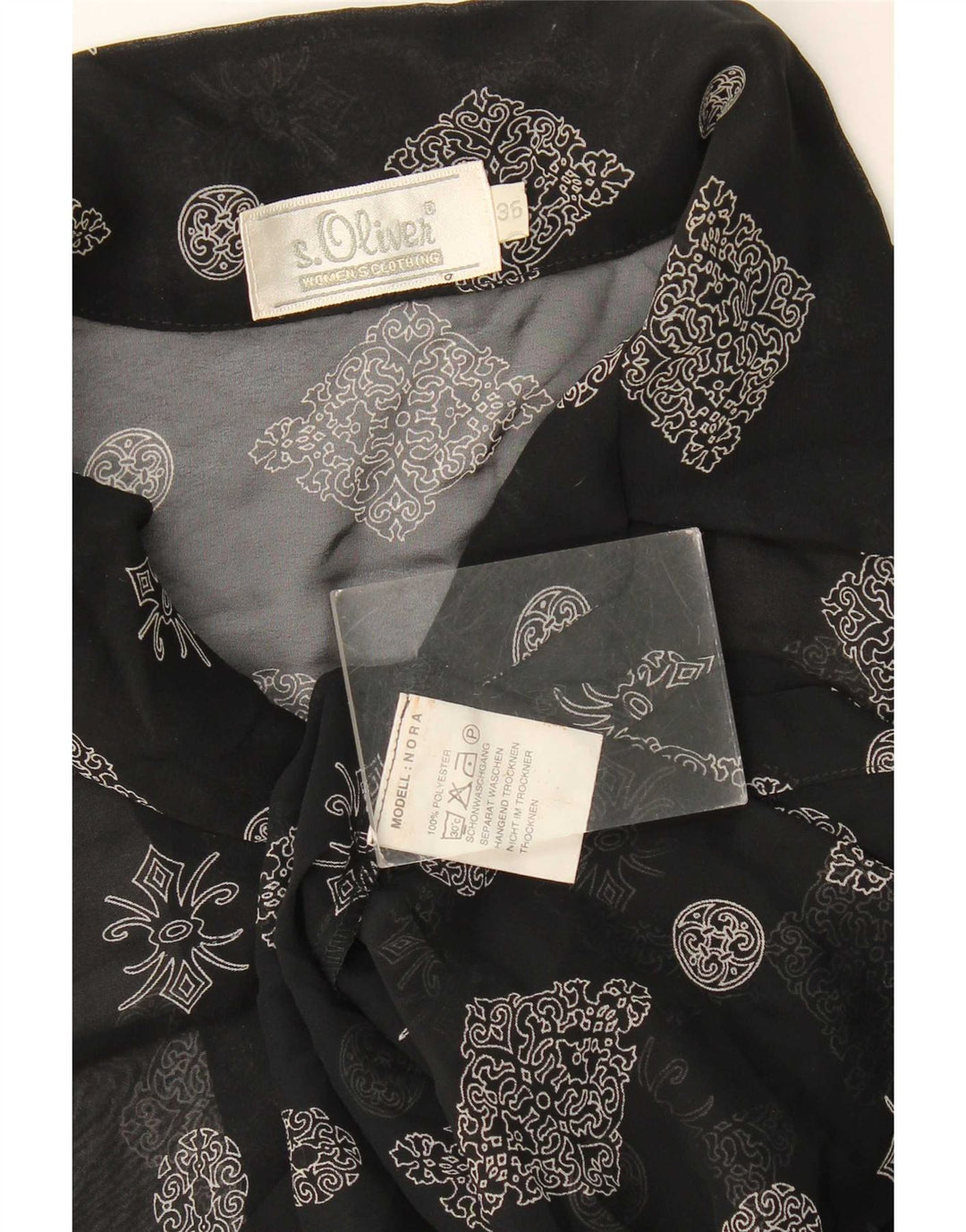 Camicetta a camicia lunga da donna S.Oliver EU 36 Piccolo poliestere floreale nero