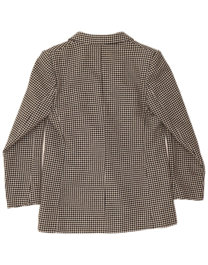 Giacca blazer doppiopetto vintage da donna UK 12 pied de poule medio nero