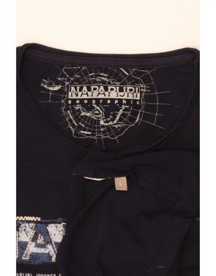 T-shirt grafica da uomo Napapijri Top grande blu navy