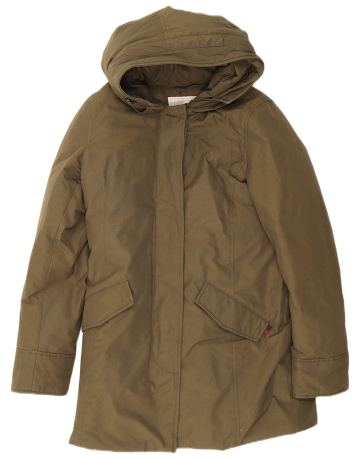 Giacca Parka con cappuccio da donna Woolrich UK 14 cotone kaki medio
