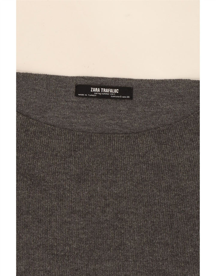 ZARA Womens Oversized Crew Neck Jumper Sweater UK 10 Small Grey Polyester Vintage Zara and Second-Hand Zara from Messina Hembry 
