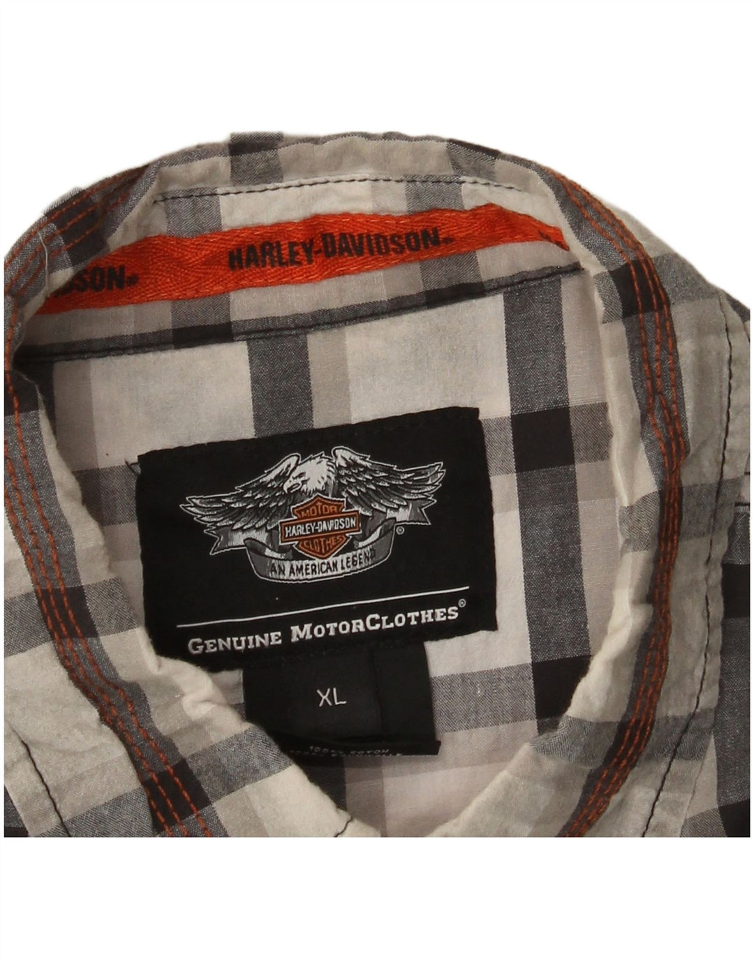 Camicia a maniche corte grafica da uomo Harley Davidson XL in cotone grigio a quadri