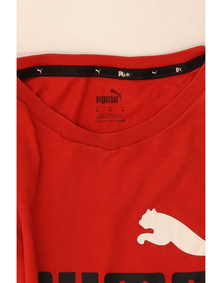 T-shirt grafica da uomo Puma Top in cotone rosso medio