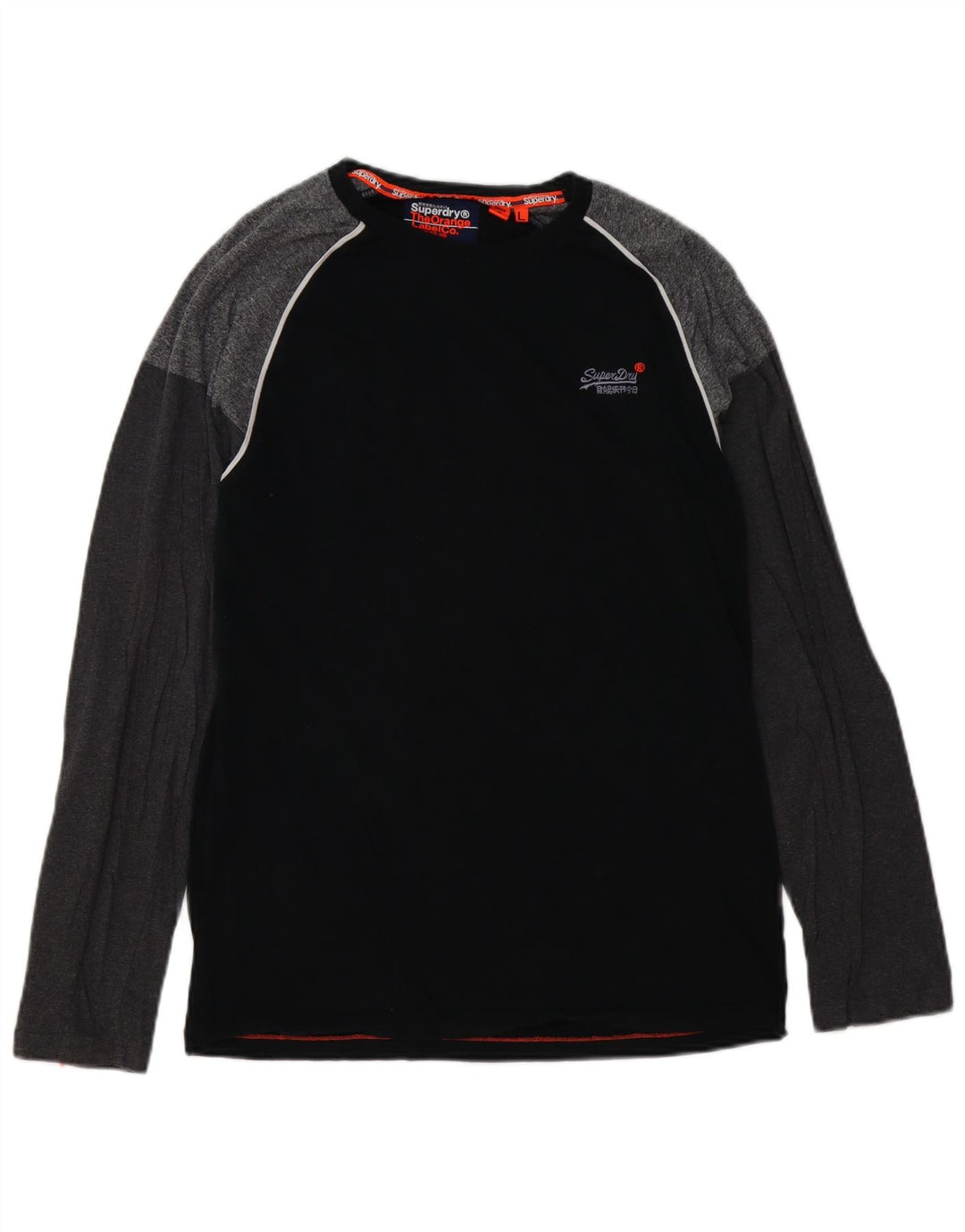 Top da uomo SUPERDRY a maniche lunghe in cotone color block nero grande