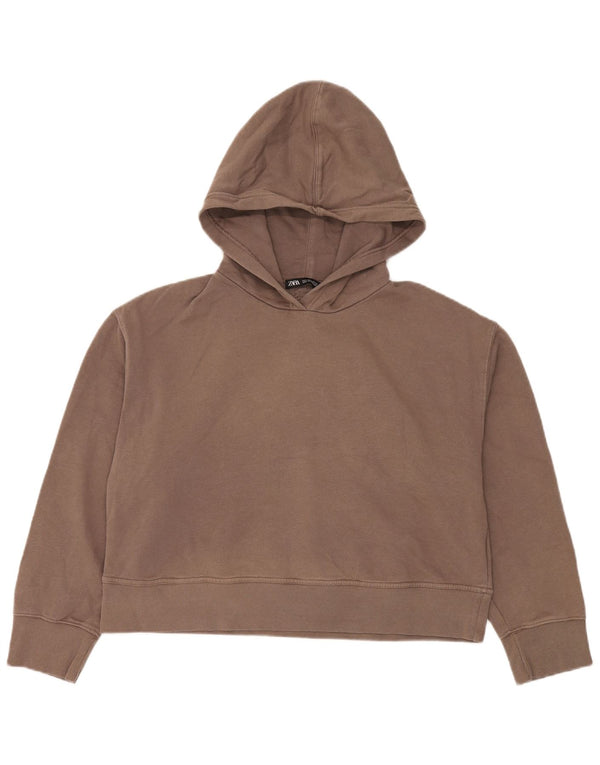 Maglione con cappuccio vestibilità comoda da donna Zara UK 16 grande in cotone marrone