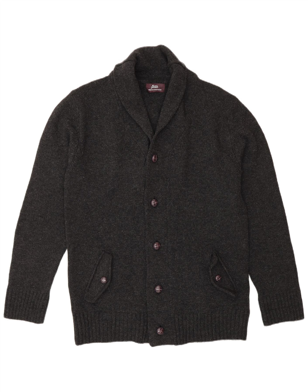Maglione cardigan da uomo Marks & Spencer grande lana grigia
