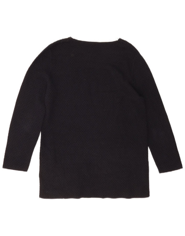 Cos Top da donna manica 3/4 UK 10 piccolo cotone nero