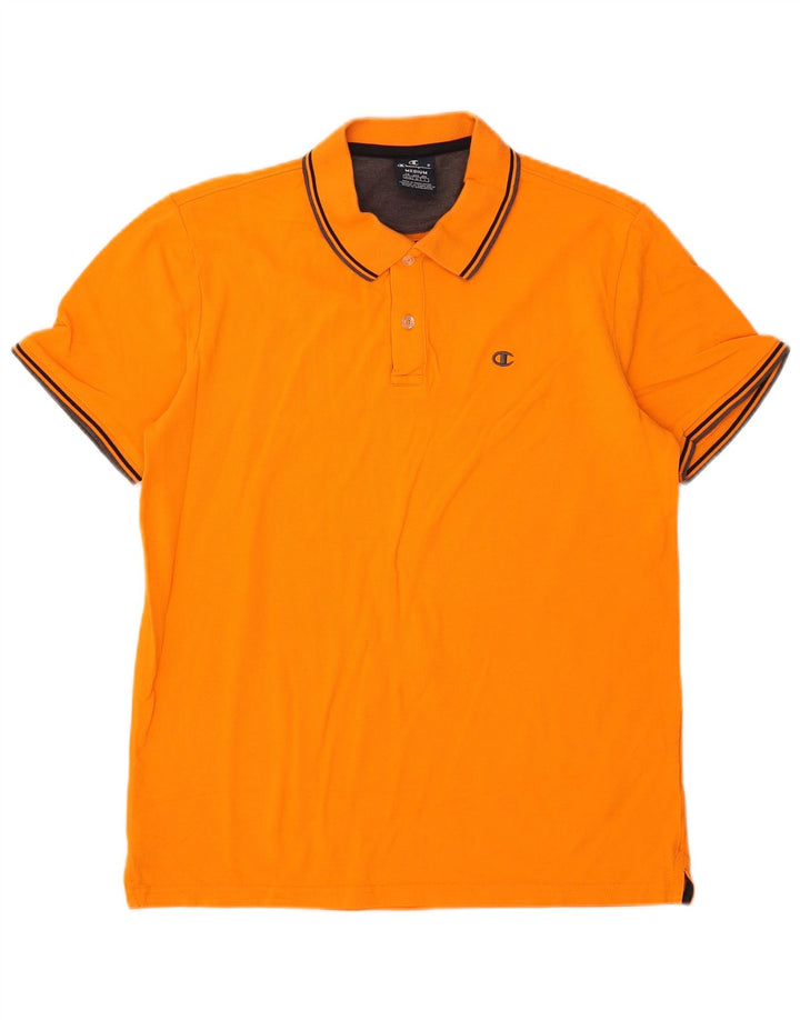 Polo da uomo Champion in cotone a righe medie arancione