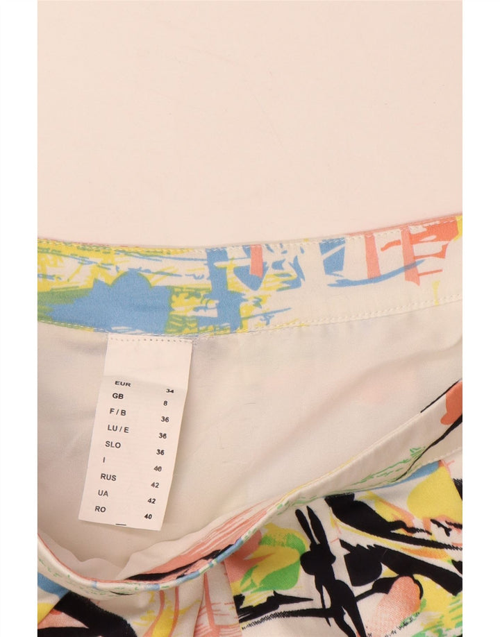 Minigonna da donna con motivo astratto VINTAGE UK 8 piccola W28 multicolore