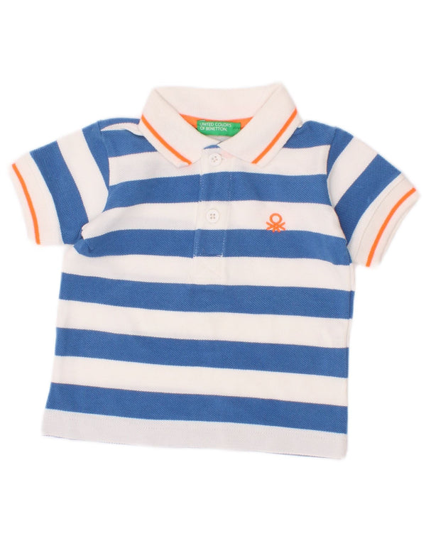 Polo Benetton Neonato 3-6 Mesi Cotone Rigato Blu