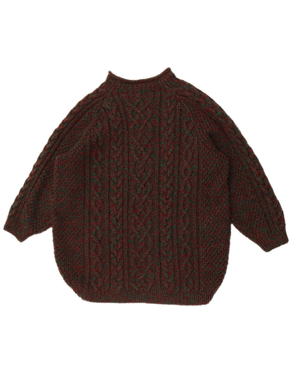 Maglione vintage da uomo con collo alto e maglione XL multicolore chiazzato