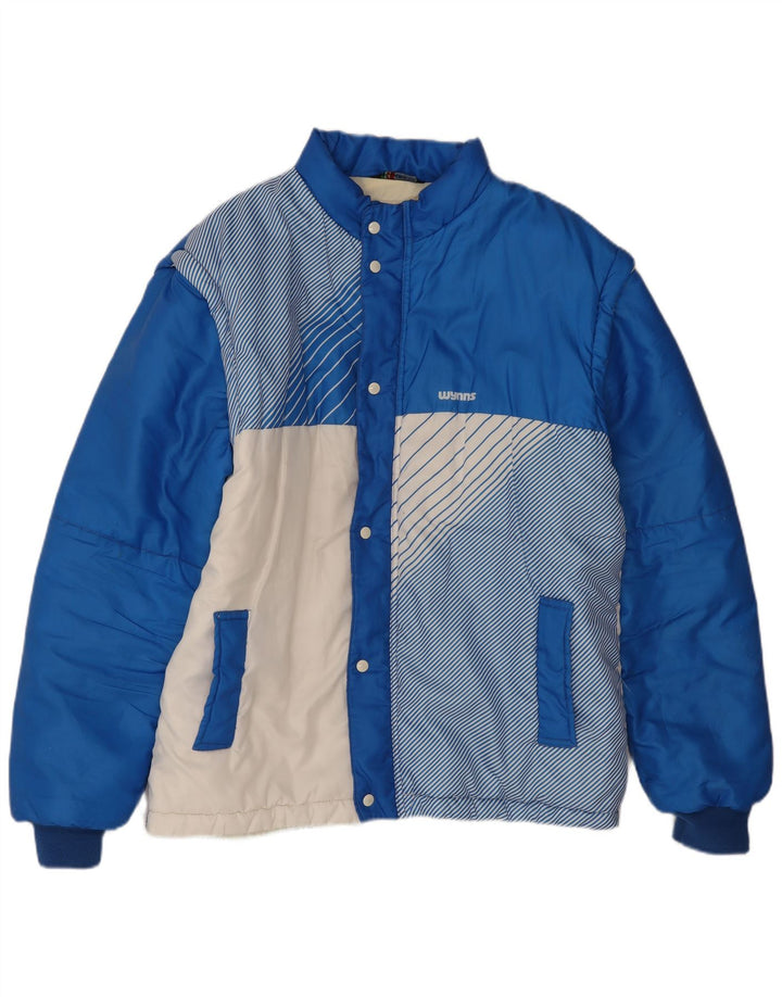 Giacca imbottita vintage da uomo UK 42 XL color block blu