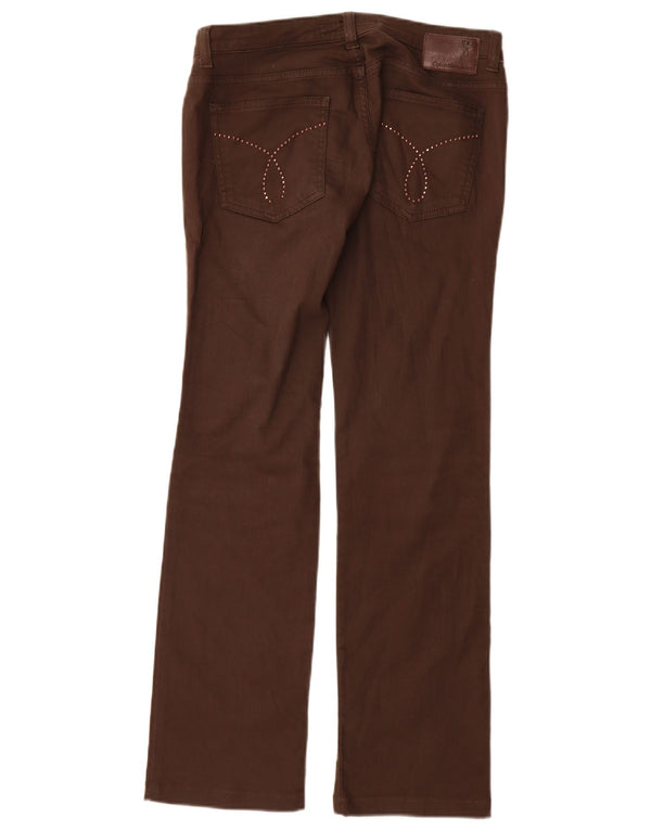 Pantaloni casual dritti da donna Calvin Klein W28 L31 cotone marrone
