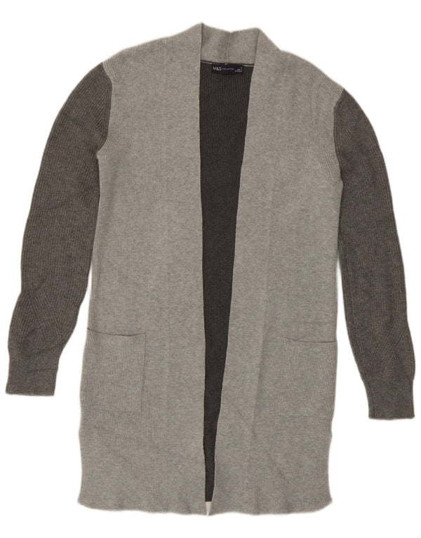 Maglione cardigan lungo da donna Marks & Spencer UK 6 XS Grigio Colourblock