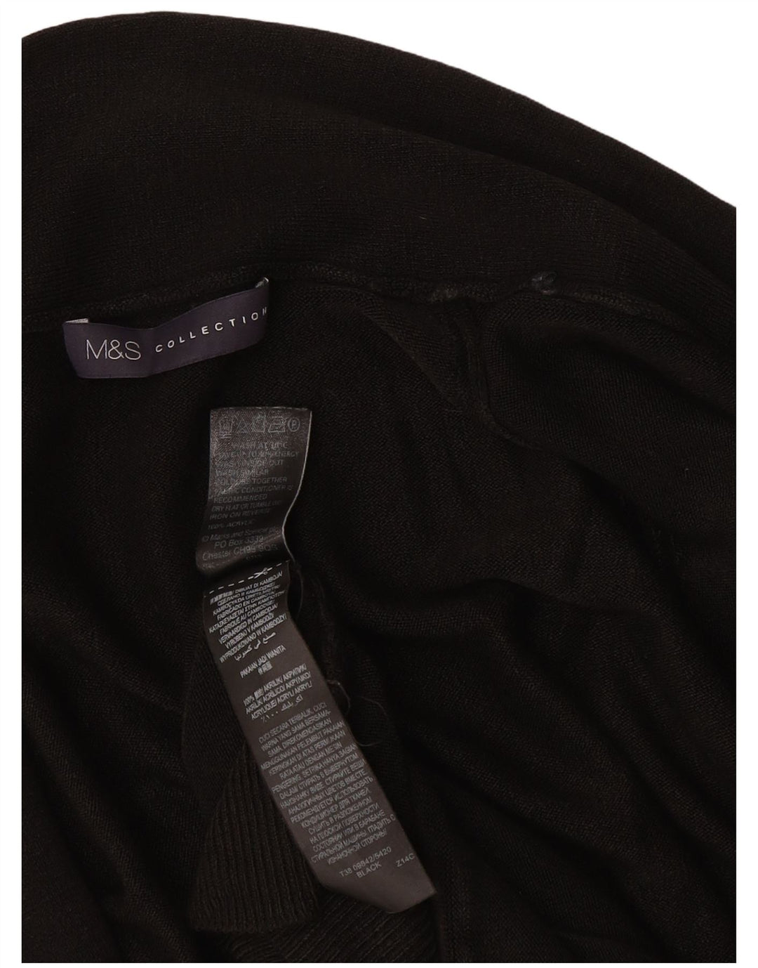 Maglione cardigan aperto da donna Marks & Spencer UK 12 acrilico nero medio
