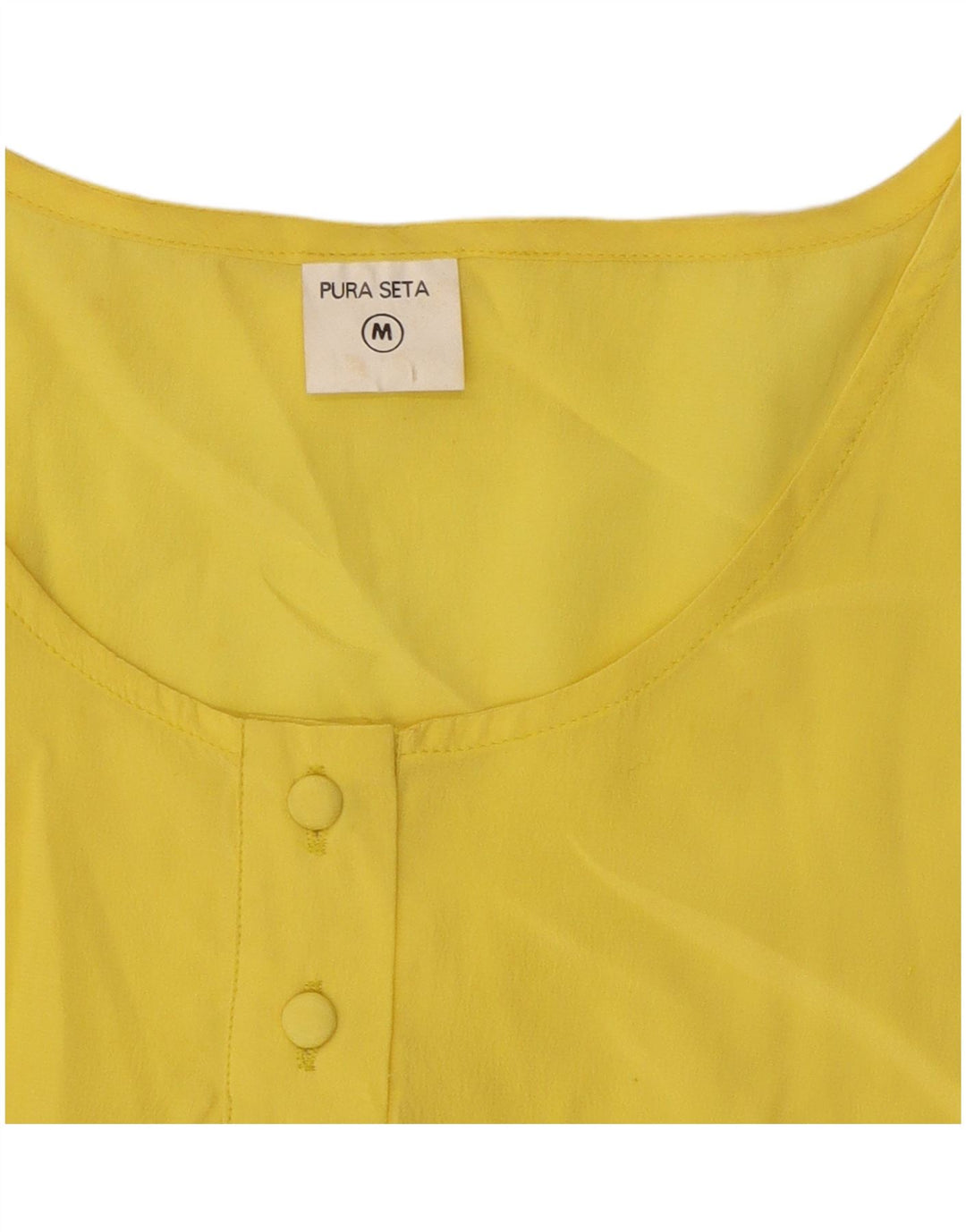 Top camicetta senza maniche vintage da donna UK 12 seta gialla media