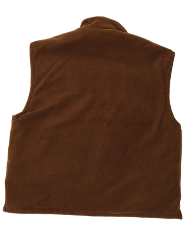 Gilet in pile reversibile da uomo vintage UK 46 3XL Poliestere mimetico marrone