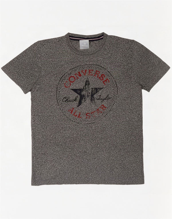 T-shirt grafica Converse da uomo Chuck Taylor Top in cotone chiazzato grigio piccolo