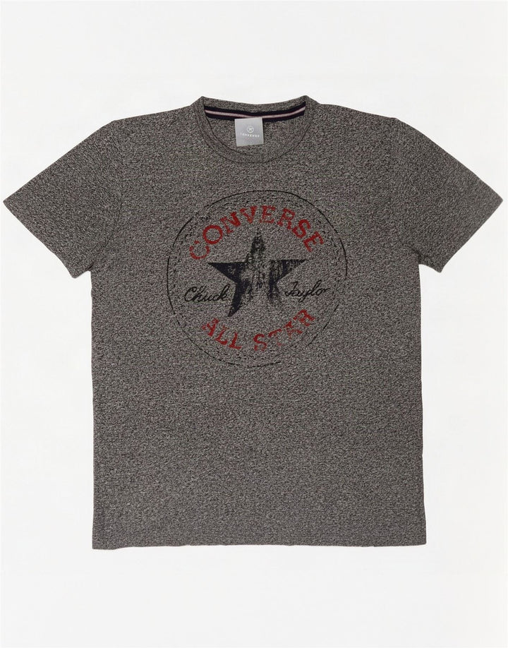 T-shirt grafica Converse da uomo Chuck Taylor Top in cotone chiazzato grigio piccolo