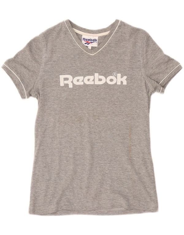 T-shirt grafica da donna REEBOK Top UK 14 cotone grigio medio
