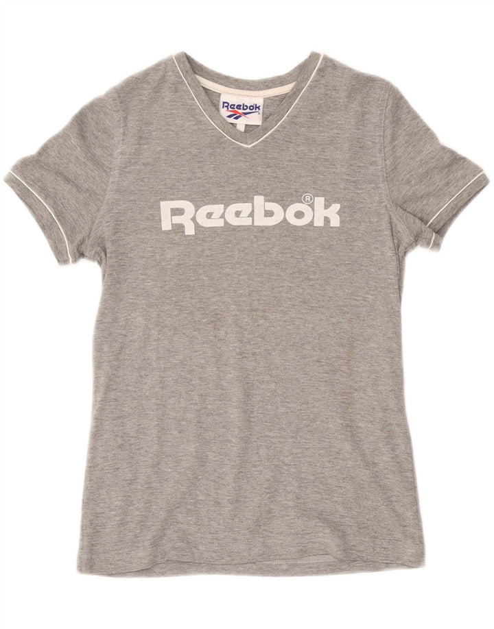 T-shirt grafica da donna REEBOK Top UK 14 cotone grigio medio