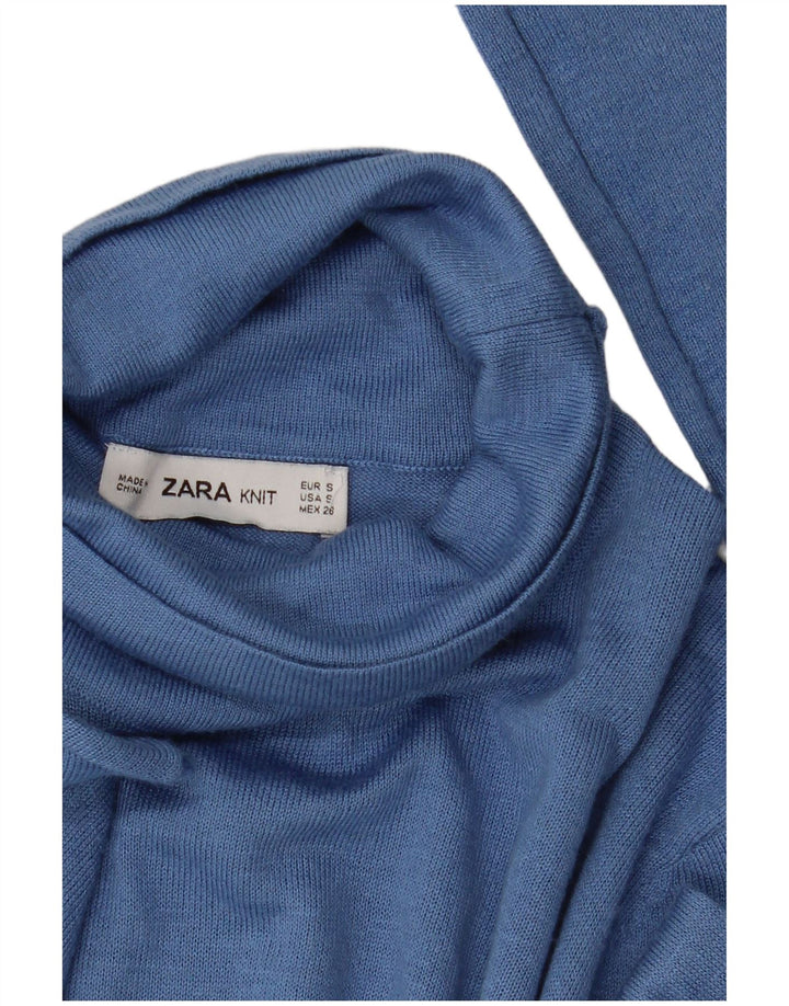 Maglione maglione a collo alto da donna Zara UK 10 piccolo blu modal