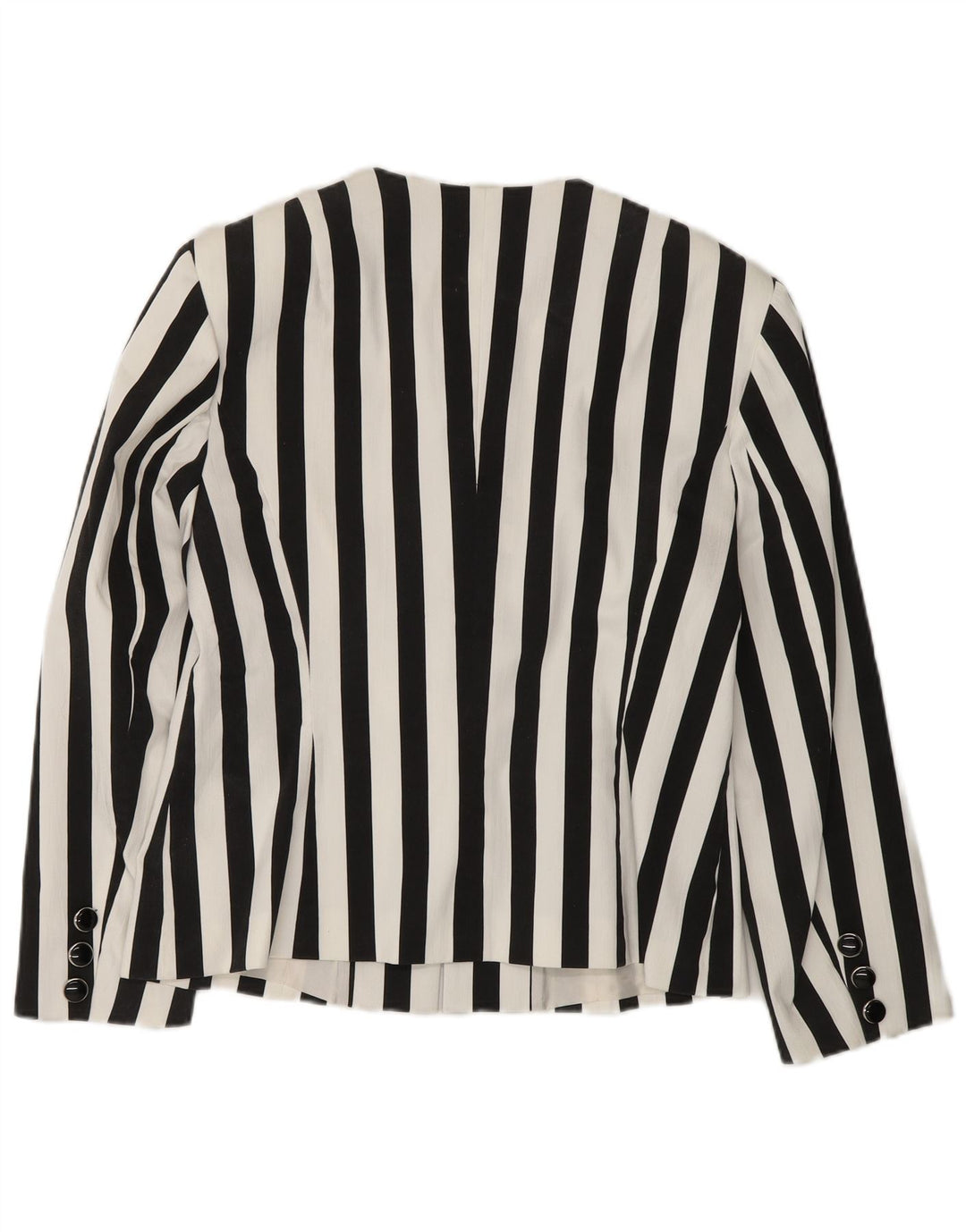 Giacca blazer vintage da donna a 5 bottoni UK 12 cotone a righe nere medie