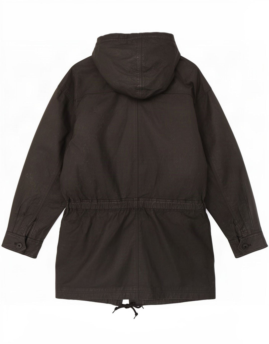 Giacca in pelle con cappuccio da uomo vintage UK 38 media nera
