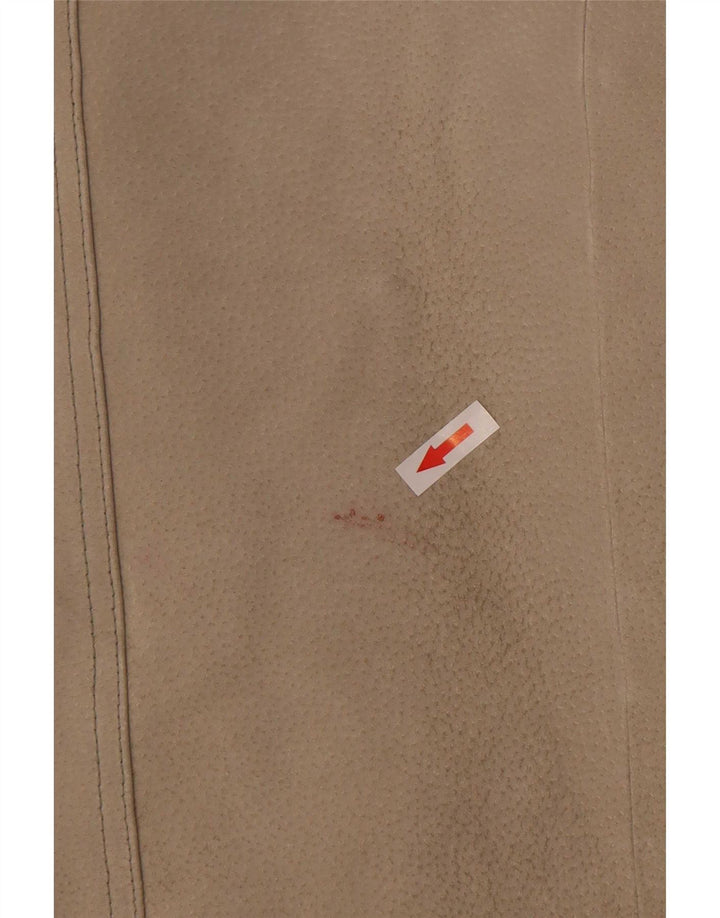 M. Flues Camicia da uomo in pelle scamosciata Camicia grande in pelle beige