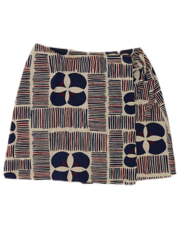 Mini gonna a portafoglio vintage per ragazze 9-10 anni W24 Blu geometrico