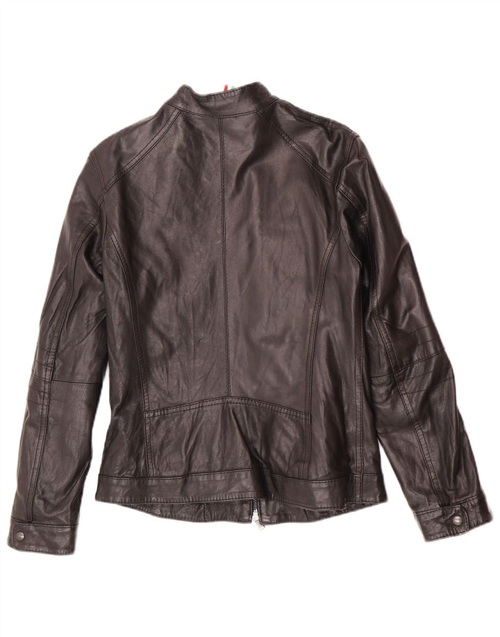 Giacca da motociclista in pelle da donna vintage IT 44 pelle nera media
