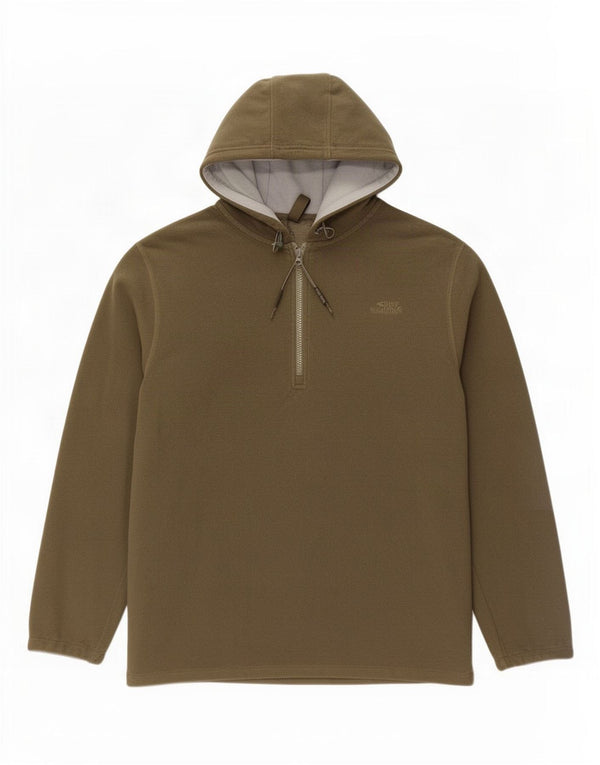 Maglione in pile da uomo con collo e zip con cappuccio Weird Fish 2XL poliestere kaki