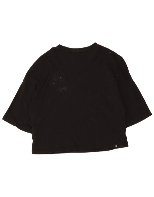 T-shirt grafica corta da donna Puma UK 10 piccola in cotone nero
