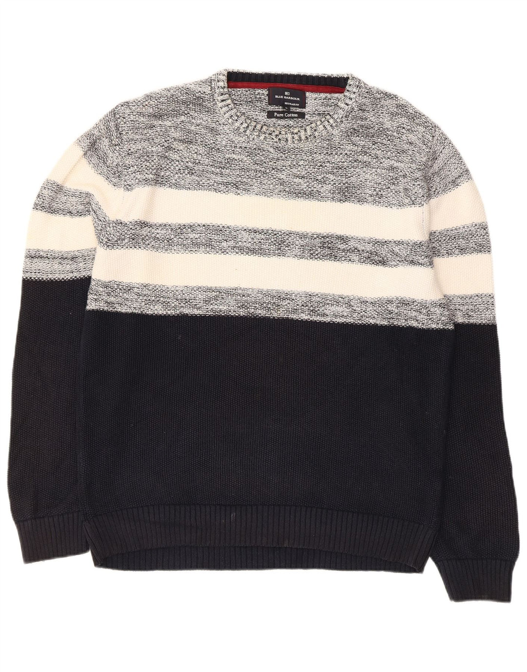 Maglione maglione girocollo da uomo Marks & Spencer color block medio blu navy