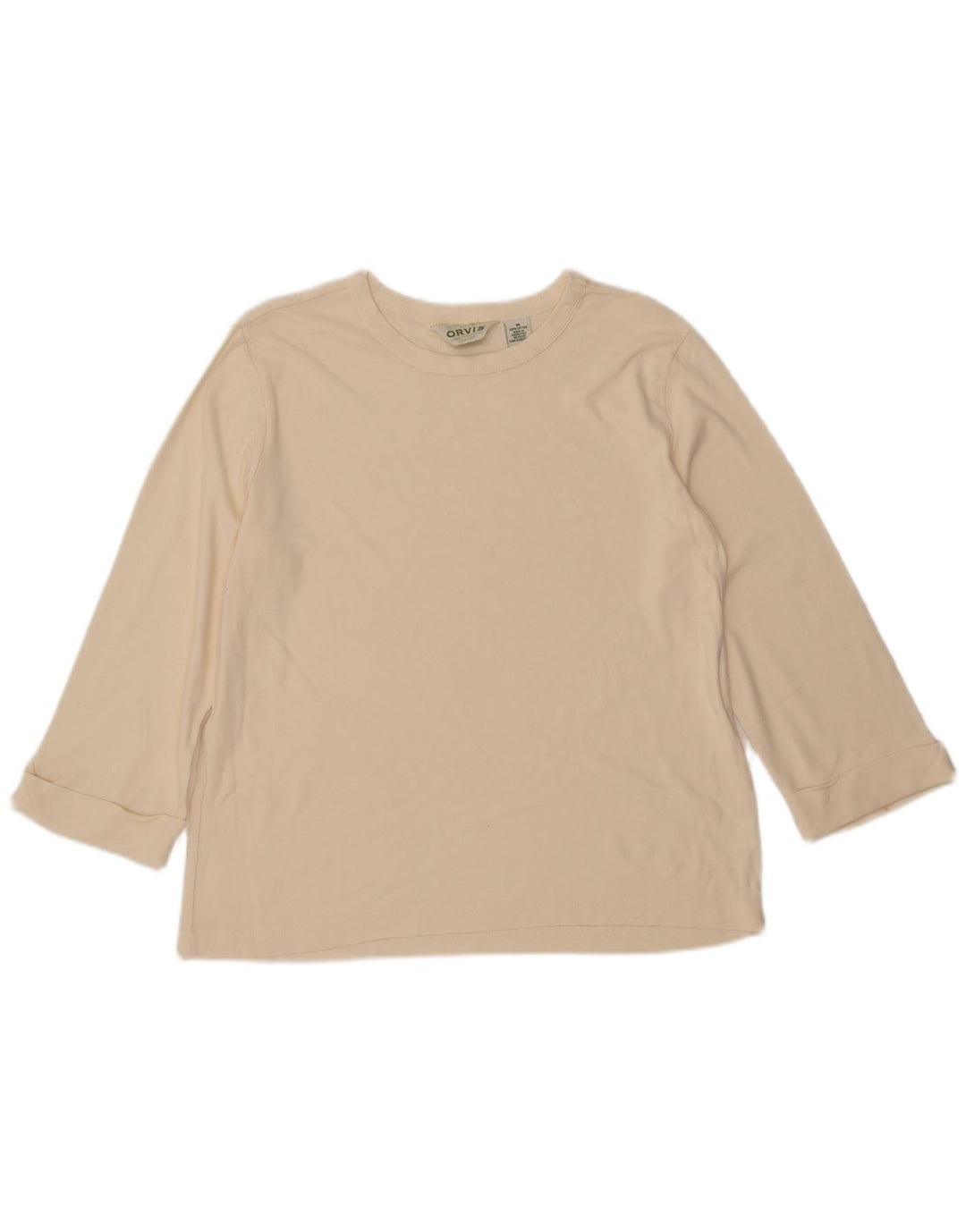 ORVIS Top oversize da donna manica 3/4 UK 14 Cotone beige medio