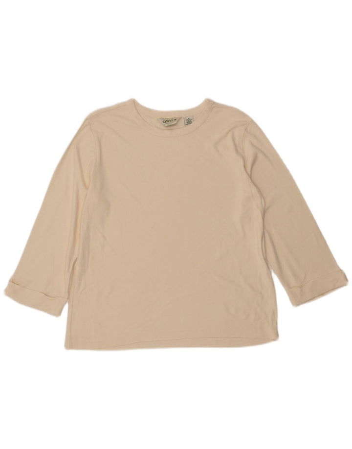 ORVIS Top oversize da donna manica 3/4 UK 14 Cotone beige medio